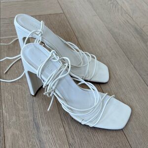 Billini White Lace-Up Heels